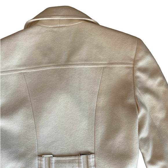 BEBE Classic Wool Ivory Double Breasted Pea Coat Jacket Size 2 - Picture 7 of 7